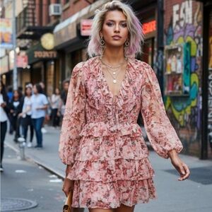 NWT Ulla Johnson Tamara Coral Floral Silk Dress - Sz 2